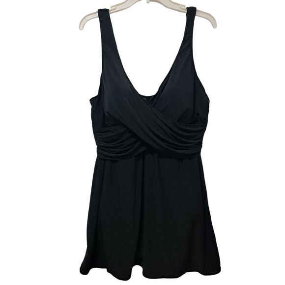 Miraclesuit Plus Size One Piece Swimsuit V-Neck Size 20W Black - Picture 1 of 17